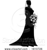 Vector Illustration of Bride Bridal Wedding Dress Silhouette Lady Design by AtStockIllustration