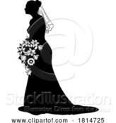 Vector Illustration of Bride Bridal Wedding Dress Silhouette Lady Design by AtStockIllustration