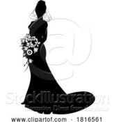 Vector Illustration of Bride Bridal Wedding Dress Silhouette Lady Design by AtStockIllustration