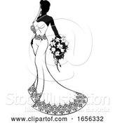 Vector Illustration of Bride Silhouette with Wedding Bouquet by AtStockIllustration