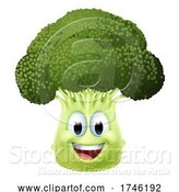 Vector Illustration of Broccoli Vegetable Character Emoji Mascot by AtStockIllustration