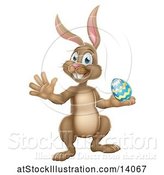 Vector Illustration of Brown Easter Bunny Rabbit Holding an Egg by AtStockIllustration