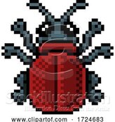 Vector Illustration of Bug Beetle Insect Pixel Art Video Game 8 Bit Icon by AtStockIllustration