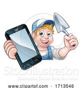 Vector Illustration of Builder Phone Concept by AtStockIllustration