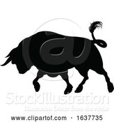 Vector Illustration of Bull Charging Silhouette by AtStockIllustration