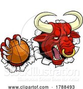 Vector Illustration of Bull Minotaur Longhorn Cow Basketball Mascot by AtStockIllustration