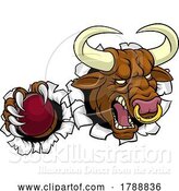 Vector Illustration of Bull Minotaur Longhorn Cow Cricket Mascot by AtStockIllustration