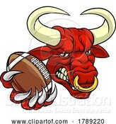 Vector Illustration of Bull Minotaur Longhorn Cow Football Mascot by AtStockIllustration