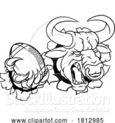 Vector Illustration of Bull Minotaur Longhorn Cow Football Mascot by AtStockIllustration