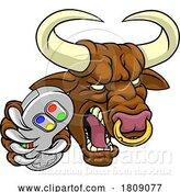 Vector Illustration of Bull Minotaur Longhorn Cow Gamer Mascot by AtStockIllustration