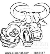 Vector Illustration of Bull Minotaur Longhorn Cow Gamer Mascot by AtStockIllustration