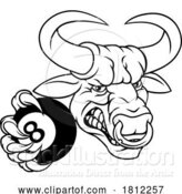 Vector Illustration of Bull Minotaur Longhorn Cow Pool Mascot by AtStockIllustration