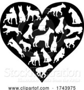 Vector Illustration of Bull Terrier Dog Heart Silhouette Concept by AtStockIllustration
