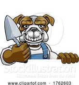 Vector Illustration of Bulldog Bricklayer Builder Holding Trowel Tool by AtStockIllustration