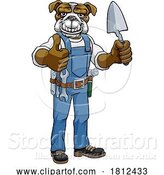 Vector Illustration of Bulldog Bricklayer Builder Holding Trowel Tool by AtStockIllustration