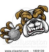 Vector Illustration of Bulldog Dog Animal Golf Ball Sports Mascot by AtStockIllustration