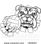 Vector Illustration of Bulldog Dog Volleyball Volley Ball Animal Mascot by AtStockIllustration