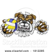 Vector Illustration of Bulldog Dog Volleyball Volley Ball Animal Mascot by AtStockIllustration