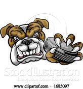 Vector Illustration of Bulldog Ice Hockey Player Animal Sports Mascot by AtStockIllustration