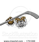 Vector Illustration of Bulldog Ice Hockey Player Animal Sports Mascot by AtStockIllustration
