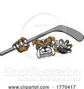 Vector Illustration of Bulldog Ice Hockey Player Animal Sports Mascot by AtStockIllustration