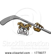 Vector Illustration of Bulldog Ice Hockey Player Animal Sports Mascot by AtStockIllustration