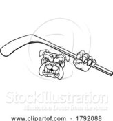 Vector Illustration of Bulldog Ice Hockey Player Animal Sports Mascot by AtStockIllustration