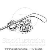 Vector Illustration of Bulldog Ice Hockey Player Animal Sports Mascot by AtStockIllustration