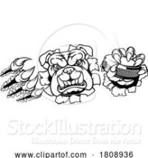 Vector Illustration of Bulldog Ice Hockey Player Animal Sports Mascot by AtStockIllustration