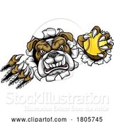 Vector Illustration of Bulldog Softball Animal Sports Team Mascot by AtStockIllustration