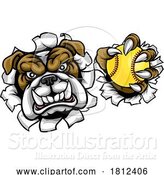 Vector Illustration of Bulldog Softball Animal Sports Team Mascot by AtStockIllustration