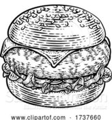 Vector Illustration of Burger Hamburger Vintage Woodcut Illustration by AtStockIllustration