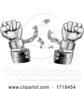 Vector Illustration of Business Hands Breaking Chains Handcuffs by AtStockIllustration