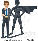 Vector Illustration of Business Man Super Hero Shadow Mascot by AtStockIllustration
