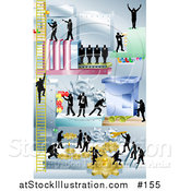 Vector Illustration of Business Men Working Together and Using a Giant Piece of Machinery by AtStockIllustration