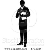 Vector Illustration of Business People Guy with Clipboard Silhouette by AtStockIllustration