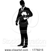 Vector Illustration of Business People Guy with Clipboard Silhouette by AtStockIllustration