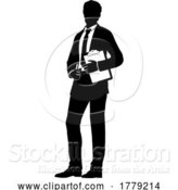 Vector Illustration of Business People Guy with Clipboard Silhouette by AtStockIllustration