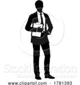 Vector Illustration of Business People Guy with Clipboard Silhouette by AtStockIllustration