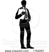 Vector Illustration of Business People Guy with Clipboard Silhouette by AtStockIllustration