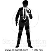 Vector Illustration of Business People Guy with Clipboard Silhouette by AtStockIllustration