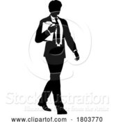 Vector Illustration of Business People Guy with Clipboard Silhouette by AtStockIllustration