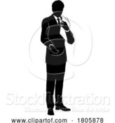 Vector Illustration of Business People Guy with Clipboard Silhouette by AtStockIllustration
