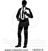 Vector Illustration of Business People Guy with Clipboard Silhouette by AtStockIllustration