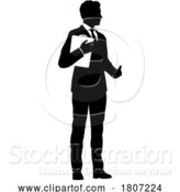 Vector Illustration of Business People Guy with Clipboard Silhouette by AtStockIllustration