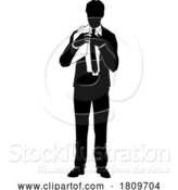 Vector Illustration of Business People Guy with Clipboard Silhouette by AtStockIllustration