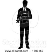 Vector Illustration of Business People Guy with Clipboard Silhouette by AtStockIllustration