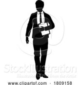 Vector Illustration of Business People Guy with Clipboard Silhouette by AtStockIllustration