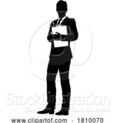 Vector Illustration of Business People Guy with Clipboard Silhouette by AtStockIllustration