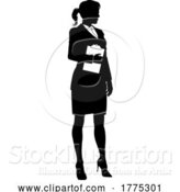 Vector Illustration of Business People Lady with Clipboard Silhouette by AtStockIllustration